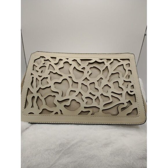 Herbosa Handbags - Herbosa Beige Cutout Handbag Purse Crossbody Clutch Adjustable Strap